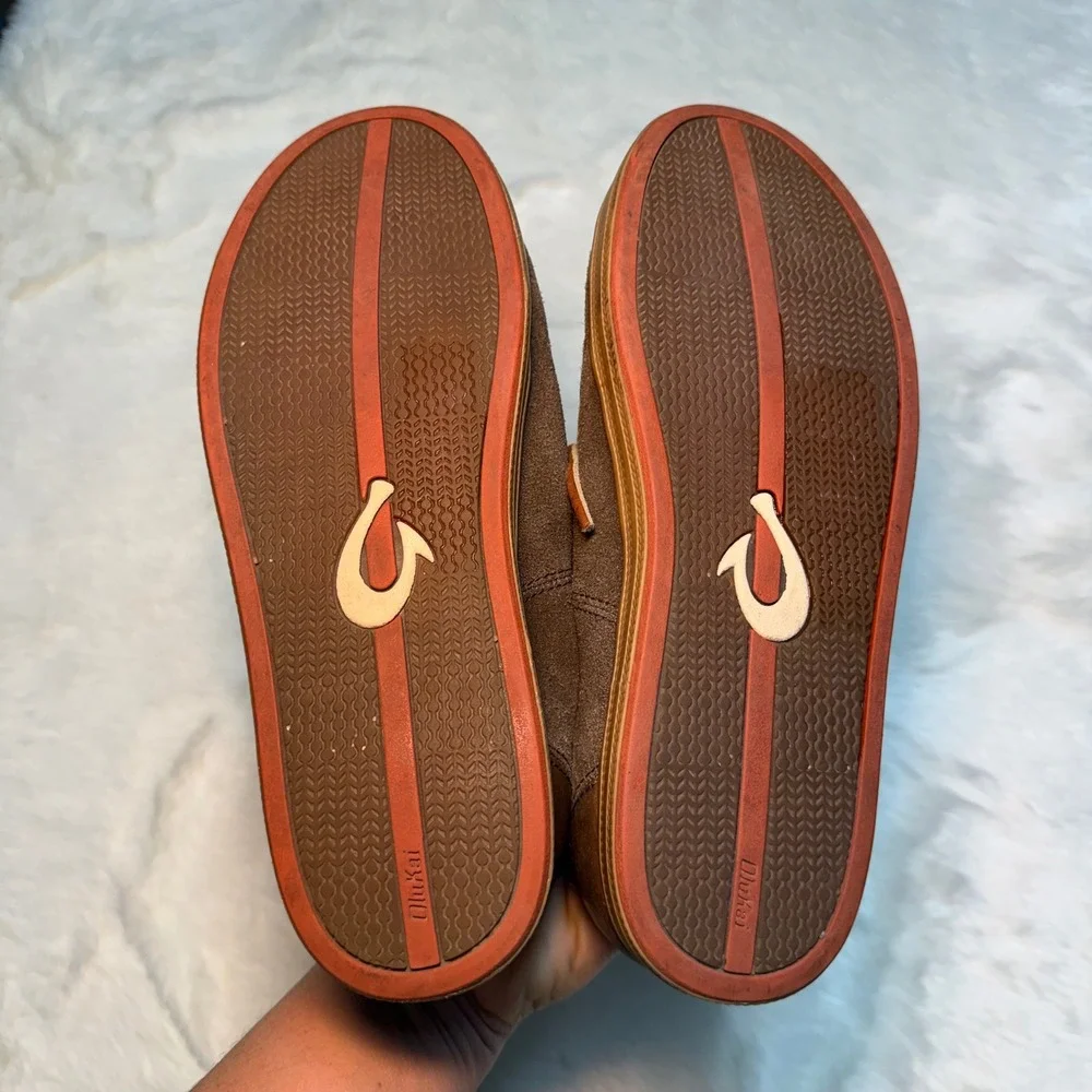 OluKai Pahono Mid Mens Brown Leather‎ Suede Oxford Shoes size 8 Boat Island